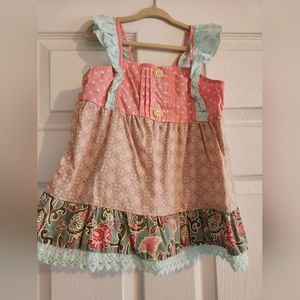 Girls Pink blue ruffled Matilda Jane top, size 8
